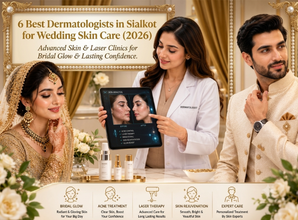 Best dermatologists in Sialkot for bridal skin care, acne treatment, laser therapies, pigmentation removal, and groom skincare in 2026.