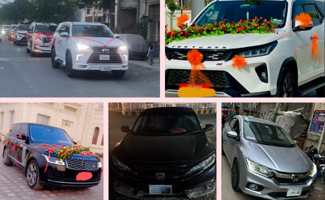 Luxury SUV and sedan wedding rental vehicles from Azlaan Motors and Rent A Car Sialkot