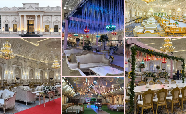 Heritage Club Sialkot luxury marriage hall with elegant wedding setup and spacious outdoor lawn
