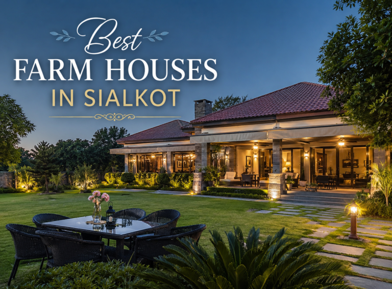 Green farm house in Sialkot with marquee, swimming pool, gardens and family event facilities