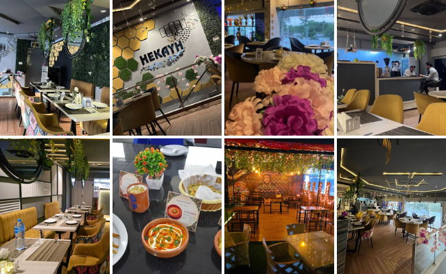 Modern dining setup at Hekayh Restaurant Sialkot with stylish interiors for date nights and casual couple outings.
