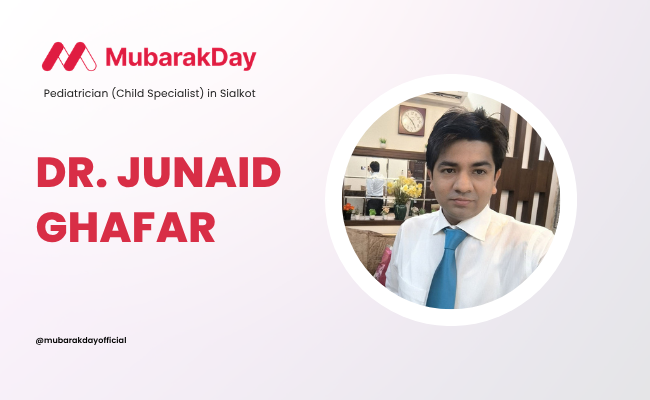 Junaid Ghaffar, child specialist at Allama Iqbal Children Hospital in Sialkot providing general pediatric care for children.