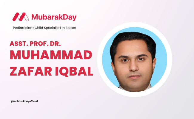 Asst. Prof. Dr. Muhammad Zafar Iqbal, pediatric gastroenterologist and hepatologist in Sialkot providing specialized child healthcare.