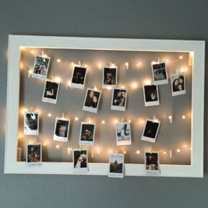 Pre-Lit Memory Photo Frame with Warm Fairy Lights and Photo Clips