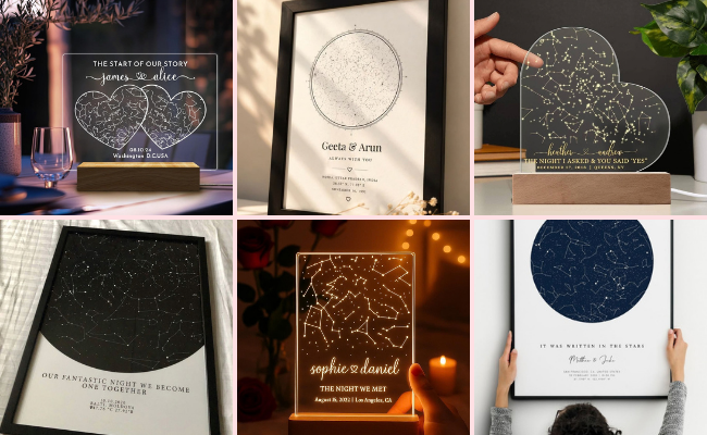 Customized star map showing the engagement date as a romantic keepsake
