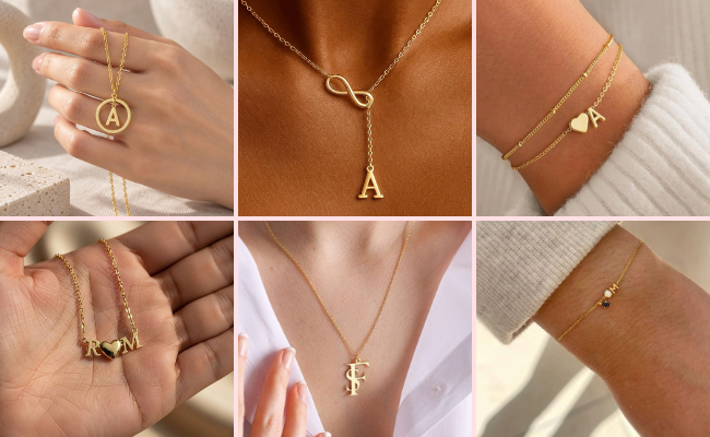 Customized engagement jewelry with initials and engraved date