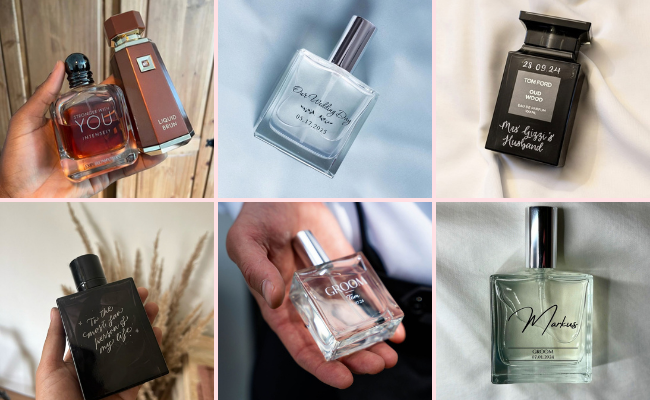 Luxury perfume gift for fiancé with personalized engagement message