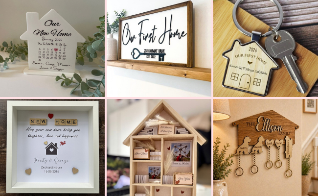 Customized home décor gift with couple initials for newly engaged couples