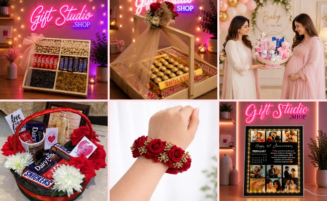 Gift Studio Pakistan offering customized bridal hampers, groom baskets, and wedding gift sets for Sialkot