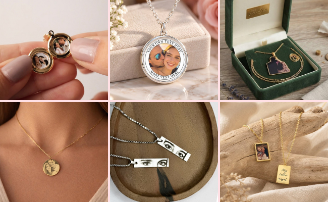 Personalized couple photo pendant with wedding picture for anniversary gift ideas