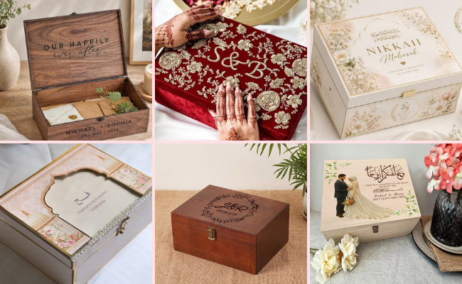 Personalized wedding keepsake memory box for anniversary gift ideas