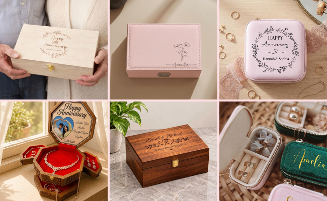 Personalized jewellery box for wife as a thoughtful anniversary gift