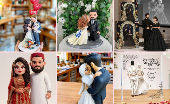 Customized bride and groom figurine wedding anniversary gift idea