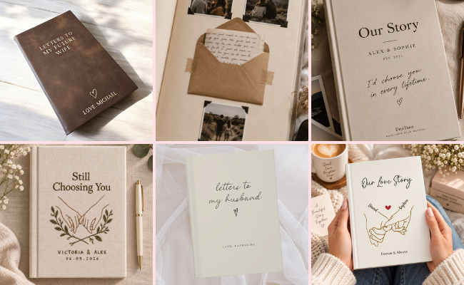 Personalized future spouse journal for engagement memories and wedding planning
