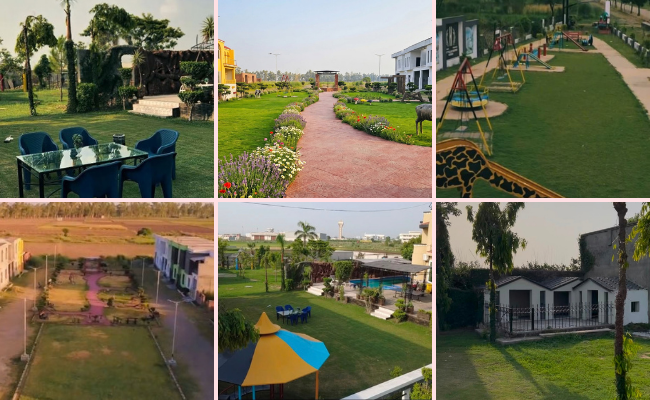 Blossoms Farm House Sialkot outdoor nikah venue with beautiful open lawn setup and wedding decoration