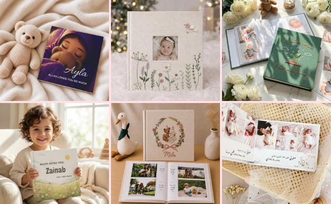 Personalized baby photo album for preserving newborn baby photos and precious memories